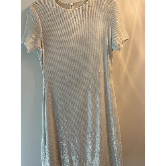 Tory Burch Small Sequin Dress Sheath Ivory Holiday Party Preppy Coquette Fairy - Picture 4 of 6